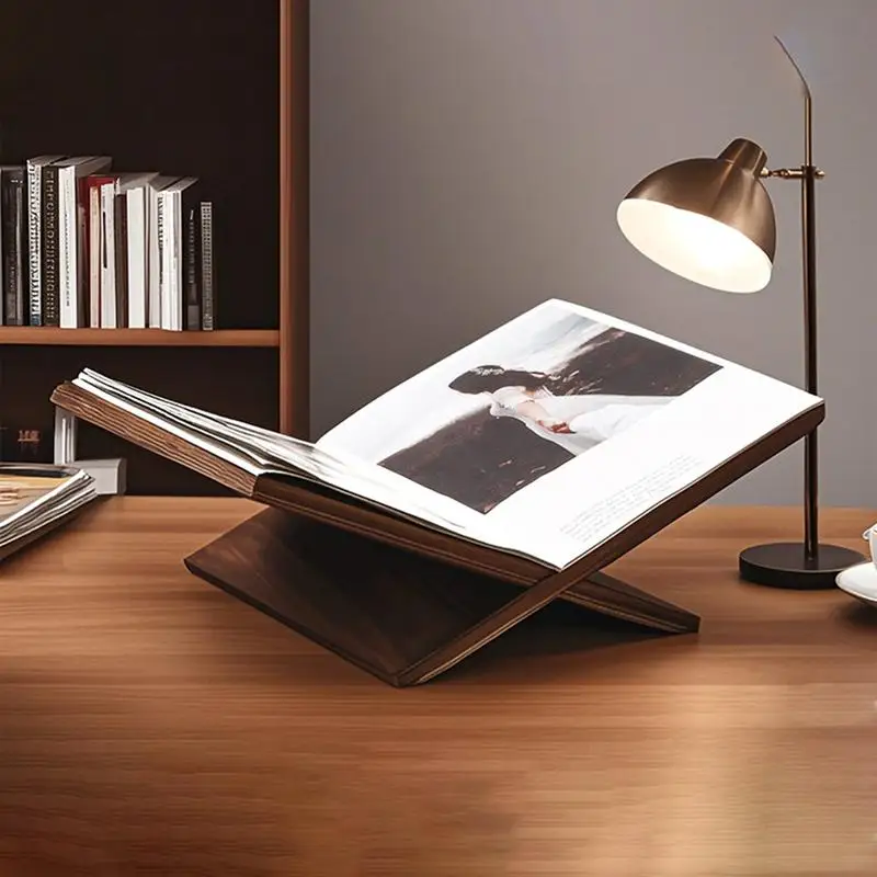 

Wooden Book Holder Textbook Stand Wooden Coffee Table Cookbook Holder Crossed Frame Tabletop Bookshelf For Magazines Textbooks