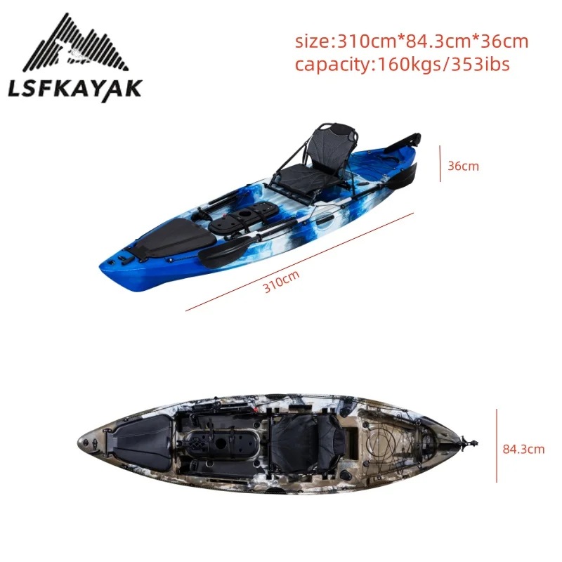 Factory Hot Best Selling 3-Meter Single Seat Fishing Kayak For Waterplay Crafts Accessory For One Person Use Made In China