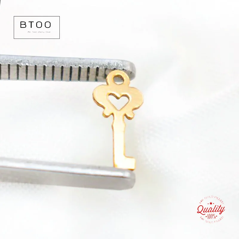 14K Gold Filled Love Key Charm 4.6mmX10mm Connector Pendant For Necklace DIY Jewelry Tarnish Resistant Jewelry Findings