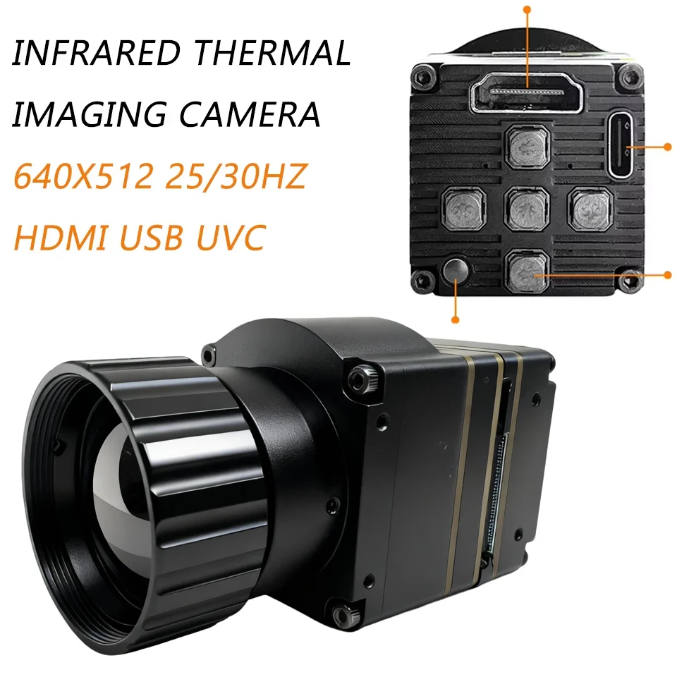 Infrarot-Wärmebildkamera 640 x 512 Industrie-Wärmebildkamera LWIR-Kamera HDMI USB UVC ungekühltes Fahrzeug IR-Bildkameras im Freien