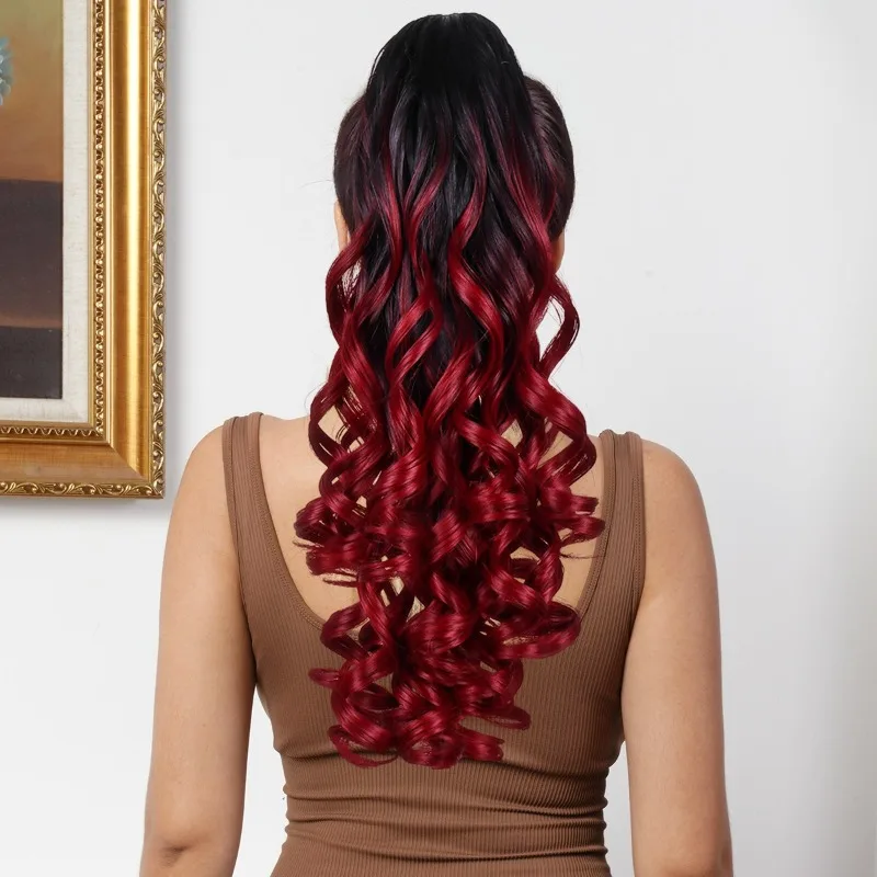 뮤직 페스티벌 여성용 헤어 클로 클립 긴 곱슬머리 파티 의상 매치 액세서리 하이 포니테일 가발 볼 헤드웨어 포니테일