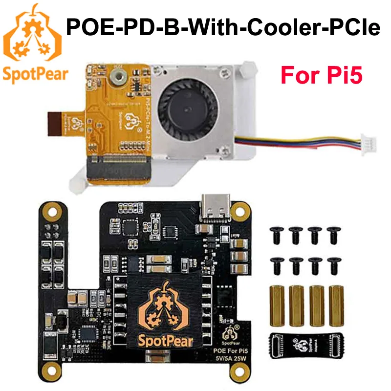 Placa de Expansão Raspberry Pi5 Poe com Ativação pd Trigger tipo c Power Over Ethernet Módulo 802.3af at