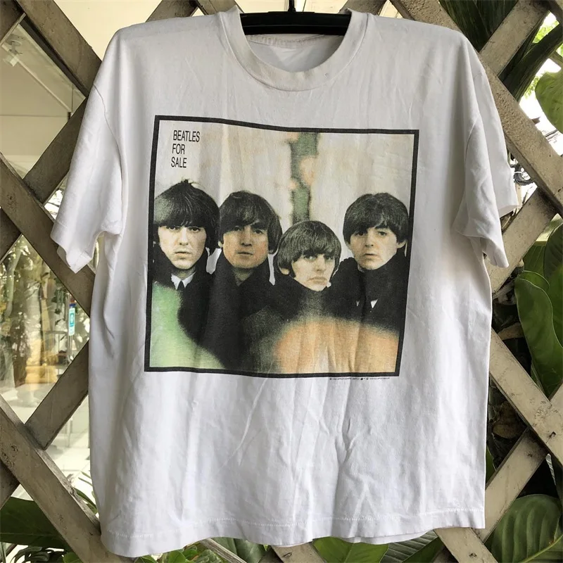 Vintage Rock Band Portrait T-Shirt Short Sleeve Unisex Cotton Youth Fashion Summer T-Shirt Creative Print Casual Tee