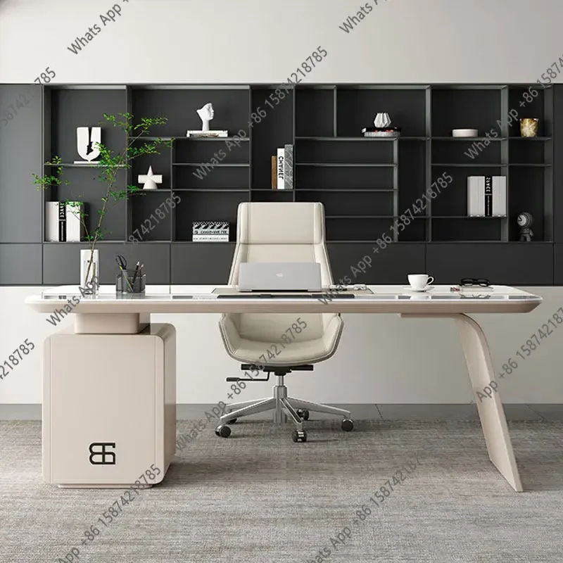 

X Modern Simple Light Luxury Rock Slab Desk Designer High-end Cream Wind Computer Desk Study Writing Desk