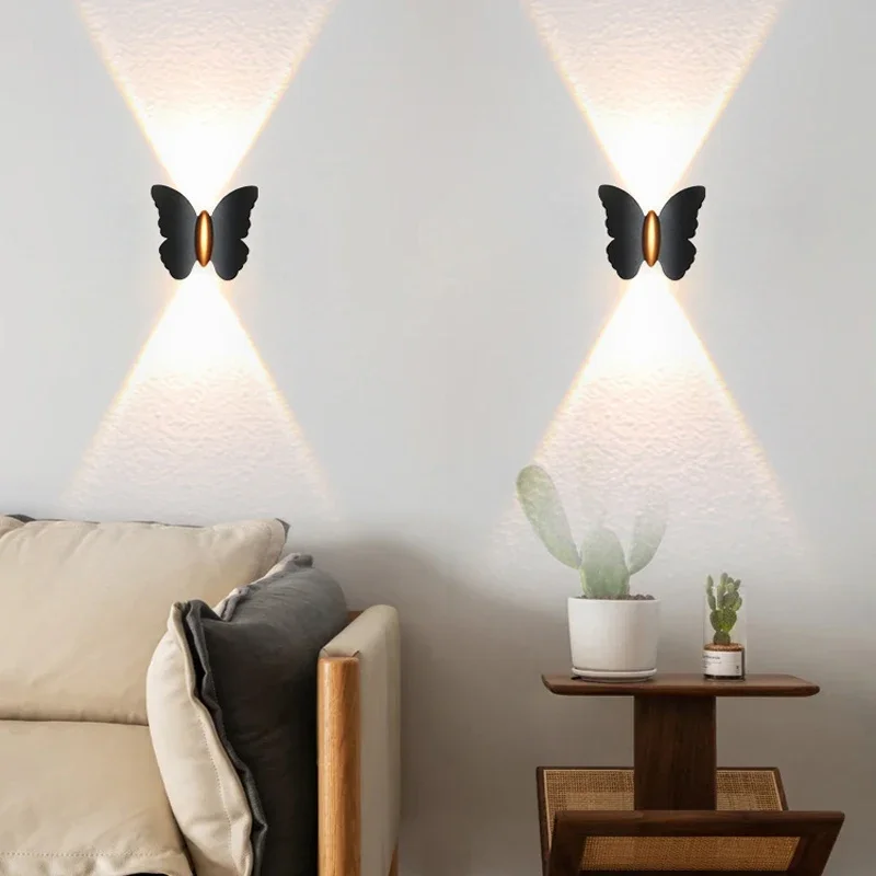 Lámpara LED de pared para jardín, decoración exterior, terraza, mariposa, luz de pared, casa de campo, iluminación de fachada, IP65, lámparas de