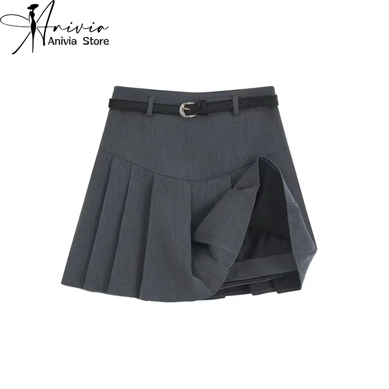 

2024 New Women's Spring/Summer Fashion Elegant Suit Pleated Skirt Anti Glare Short Skirt High Waisted Student A-line Suit Skirt