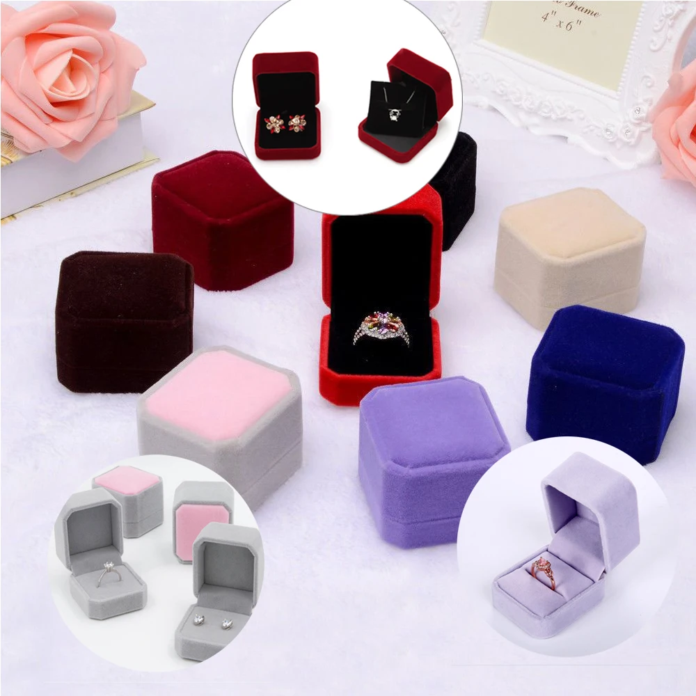 5.5*5*4cm Velvet Wedding Ring Square Box Earring Rings Packaging Display Box Luxury Jewelry Gift Packaging Box