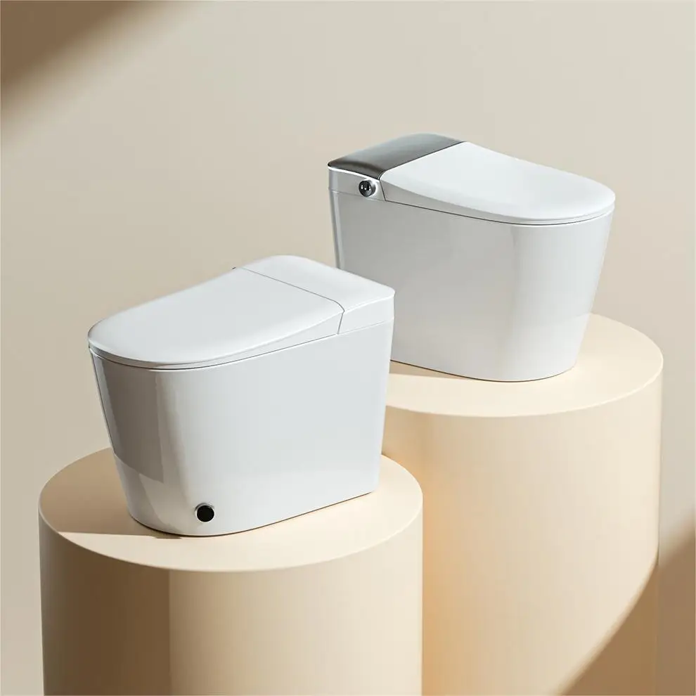 

Luxury One-Piece White Ceramic Seat Digital Display Remote Foot Sensor Control Smart Home Accessory Seat Heating For Elongated