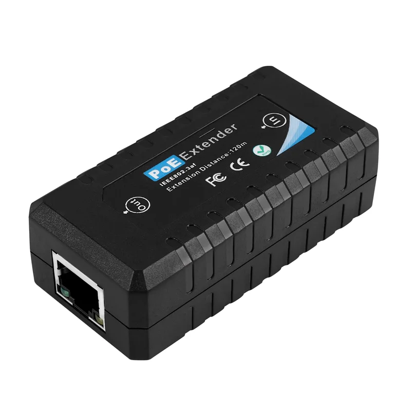 FULL-1 Port POE Extender 10/100Mbps With IEEE 802.3Af Standard Input / Output For IP Camera Transmission Distance 120 Meters