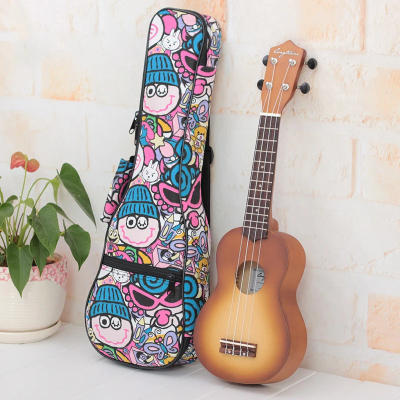 Violin Bag Portable Cartoon Pattern Oxford Cloth Ukulele Storage Bag String Instrument Parts Accessories Violin Case Suitcase