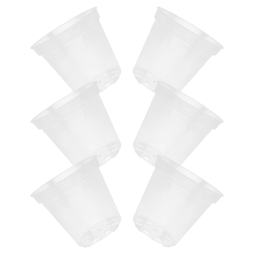 

6Pcs Plastic Flower Pots Clear Orchid Planters with Holes for Moisture Control Universal Nursery Use Orchid Pots with Holes