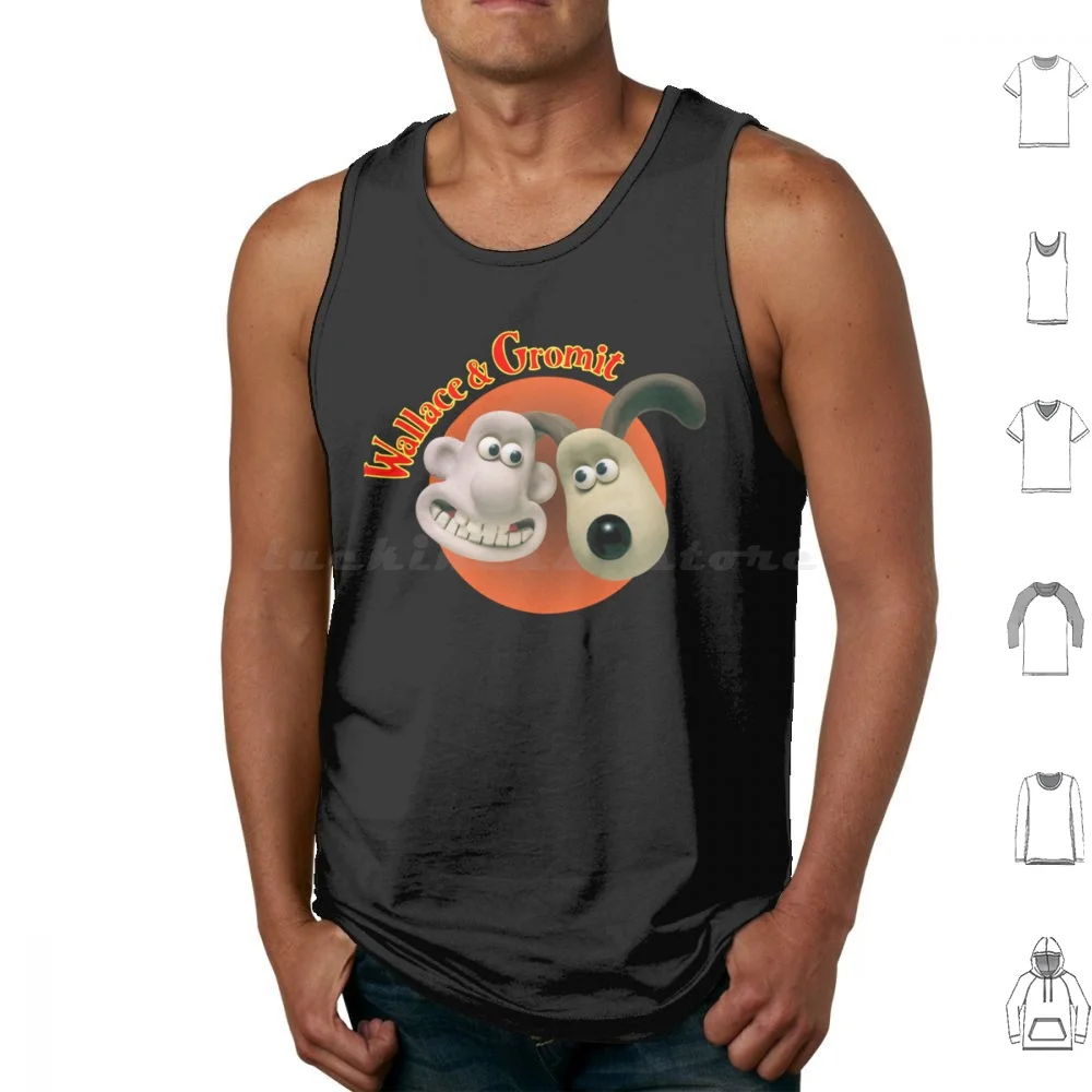 Welaice Groumite Art Tank Tops Print Cotton Gromit Wallace Funny Penguin Claymation Cartoon Cheese Animated Movies Good