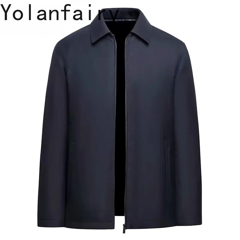 YOLANFAIRY Top Quality Natural Fur Parkas Men's Clothing Luxury Winter Mink Fur Liner Jacket Lapel Casual Real Fur Coat casaco