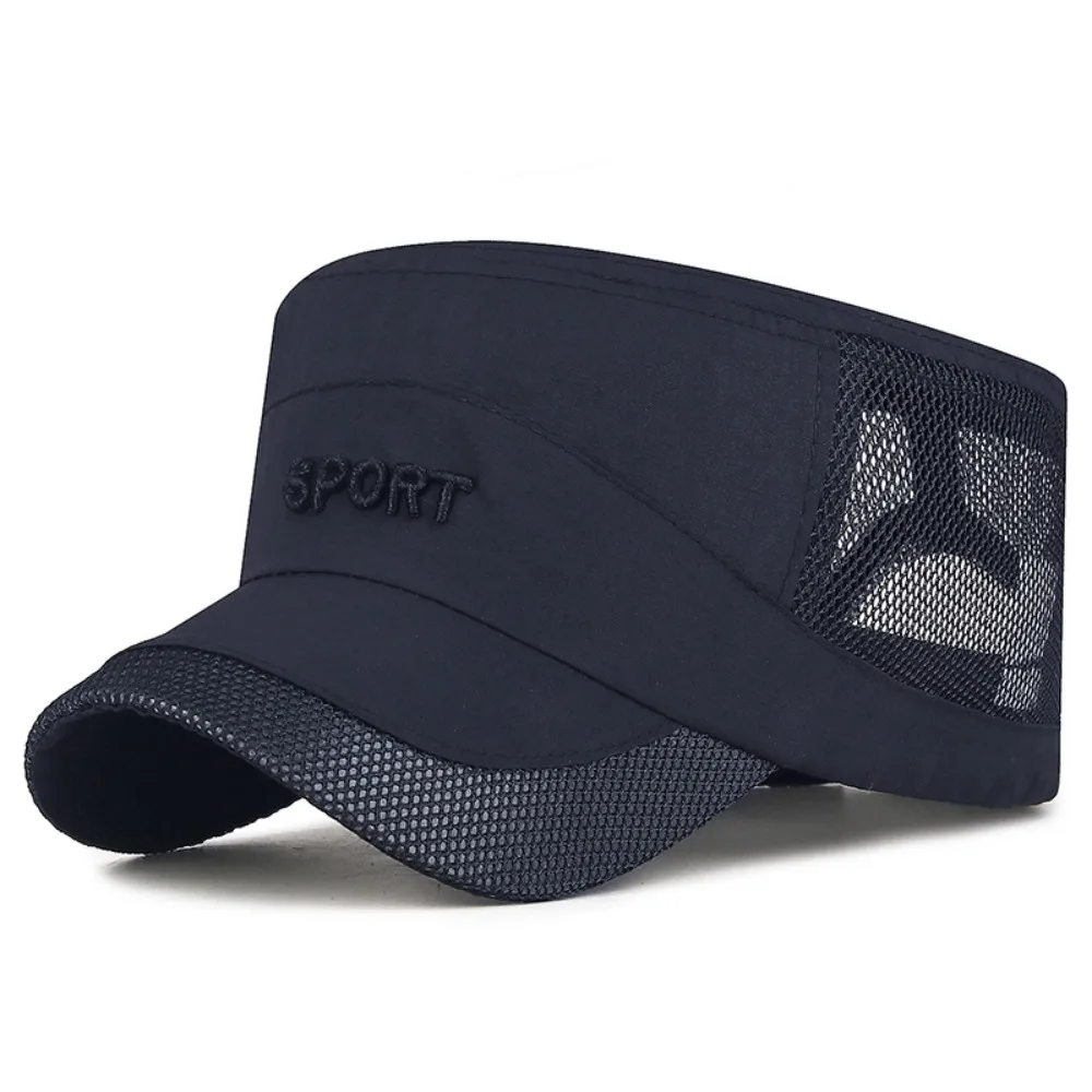 

Cool Adjustable Flat Top Cap Breathable Sun Protection Mesh Sun Hat Polyester Casual Wear Quick Drying Cap Sports Activities