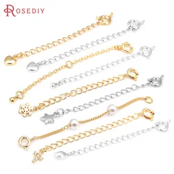18K Gold Color Brass Drop End Chains Extend Chains with Spring Round Clasps High Quality Diy Jewelry Making Supplies for Women