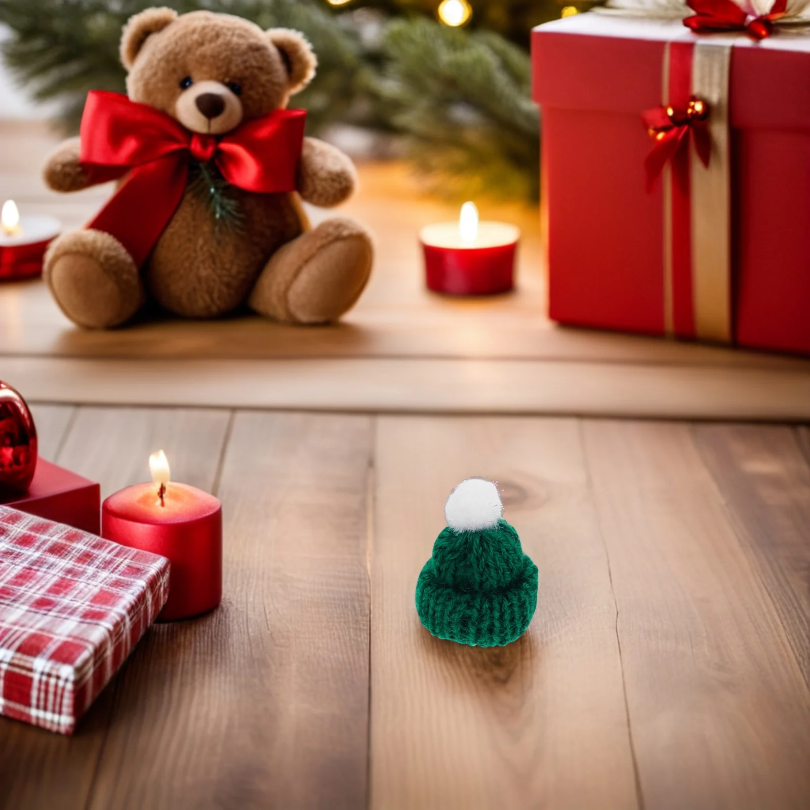 

30Pcs Miniature Christmas Knit Hats Knitted Craft Caps for Holiday Decor DIY Gift Box Charms Keychain Phone Case