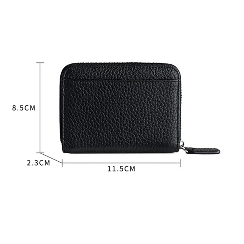 Japanese Style Genuine Leather Organizer Card Case Holder Mini Short Wallet RFID Cowhide Women's Coin Purse with Multi Card slot