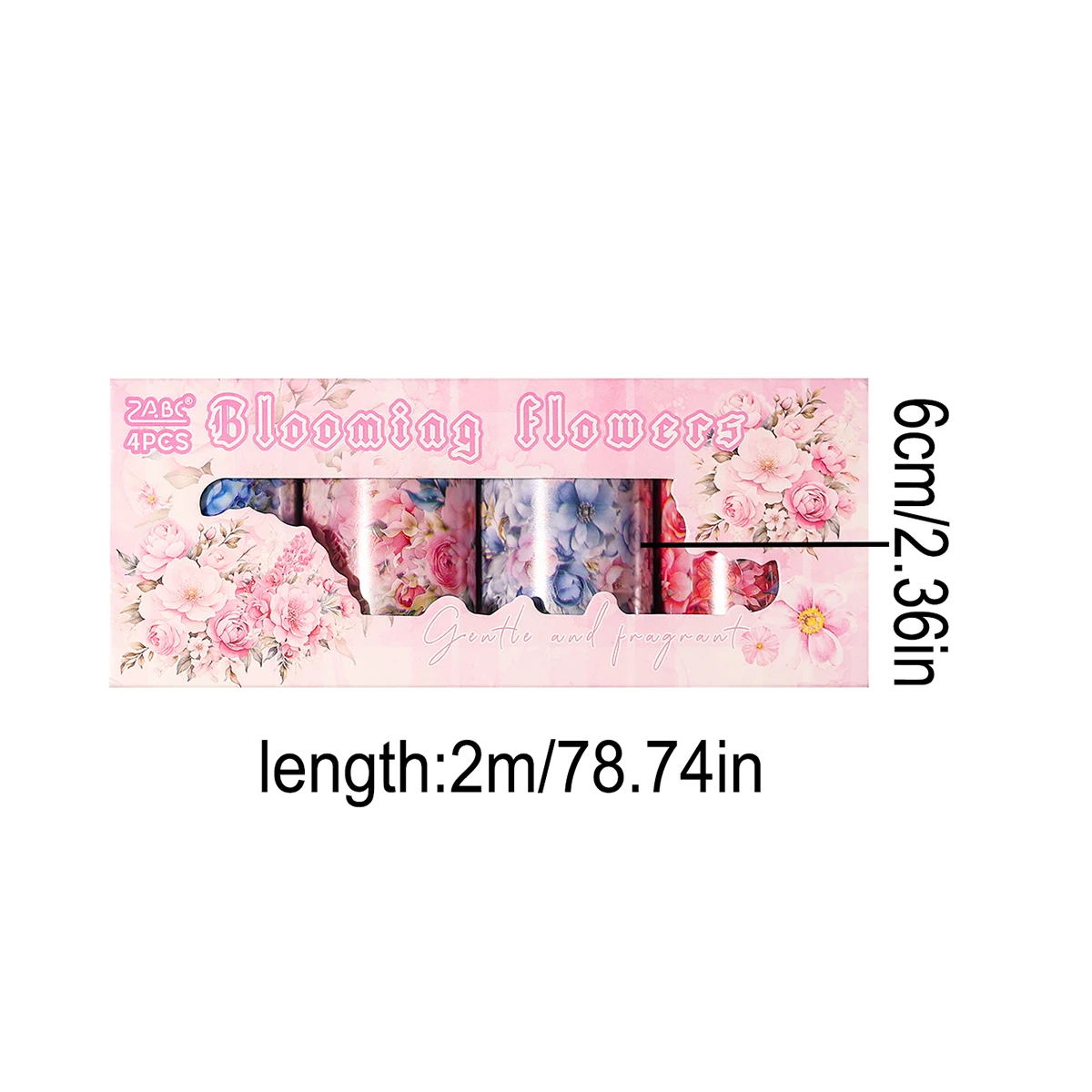4 Rolls/Box, Plant Flower Pattern PET Sticker Tape, DIY Brochure, Gift Box and Photo Frame Decoration, Exquisite Gift