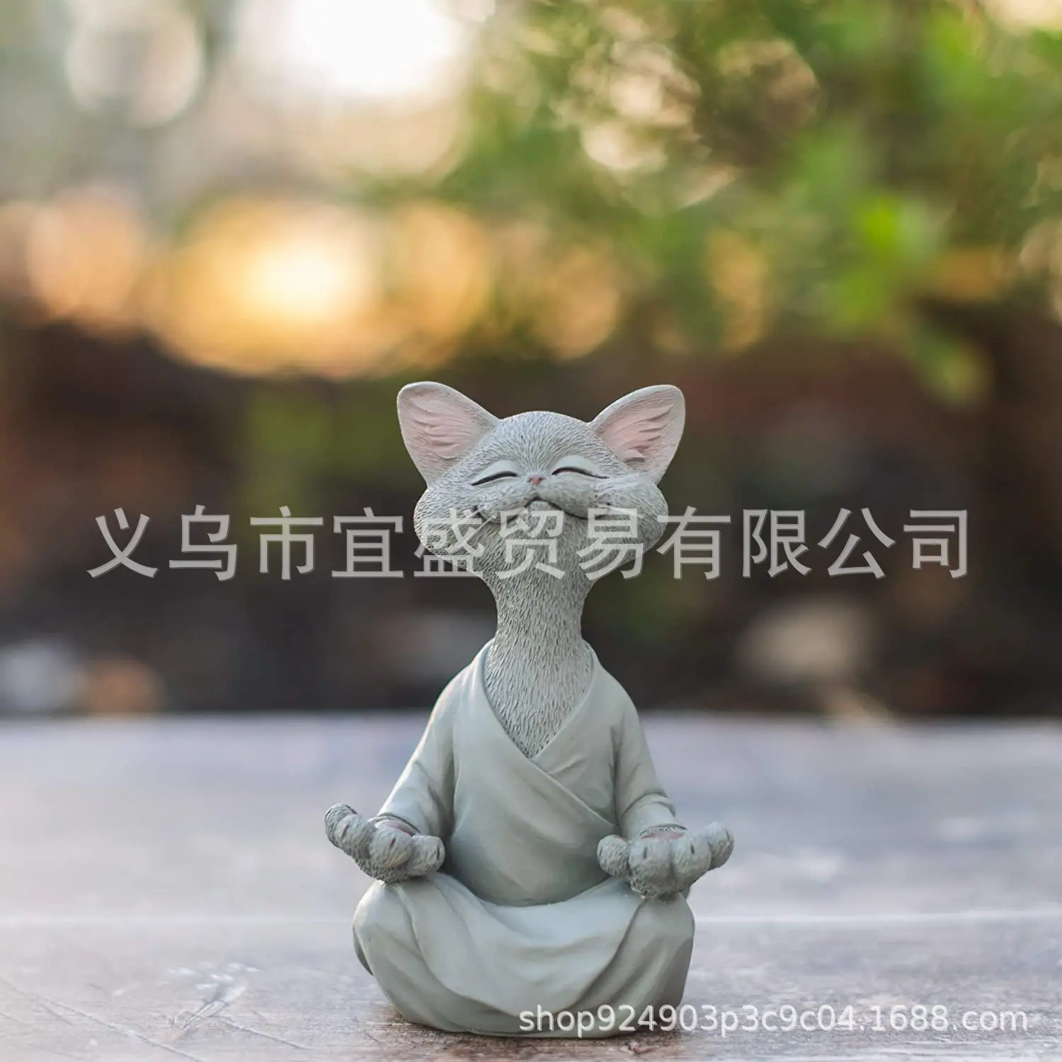 

Laughing Buddha Cat Figurine - Zen Meditation Resin Statue, Indoor Outdoor Garden Decor, Unique Gift for Home & Office