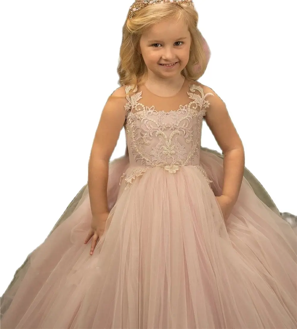 

Ruched Crystal Flower Girl Dresses for Wedding Baby Birthday Party Gowns Princess Special Occasion Cothes NEW