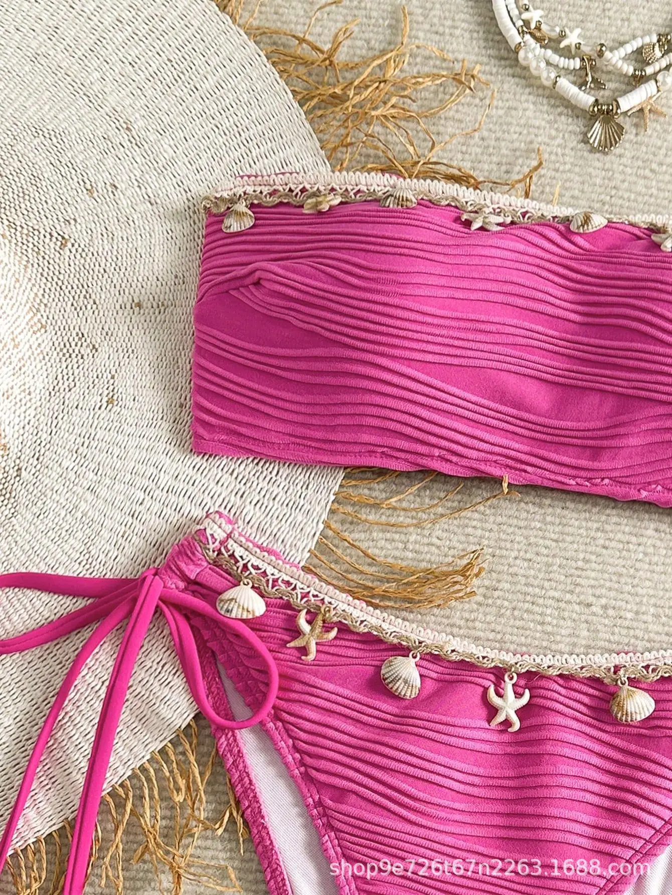 2025 Sexy Starfish Bikini Set Women's Seashell Fringe Two Piece Swimwear Boho Beach Vacation Bathing Suit Summer Swim Clothes