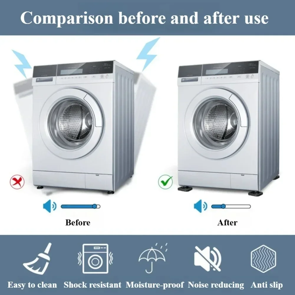 Thick Silicone Anti Slip Feet Pads 4pcs for Washing Machine Refrigerator Heavy Duty Shock Absorption Up to 300kg