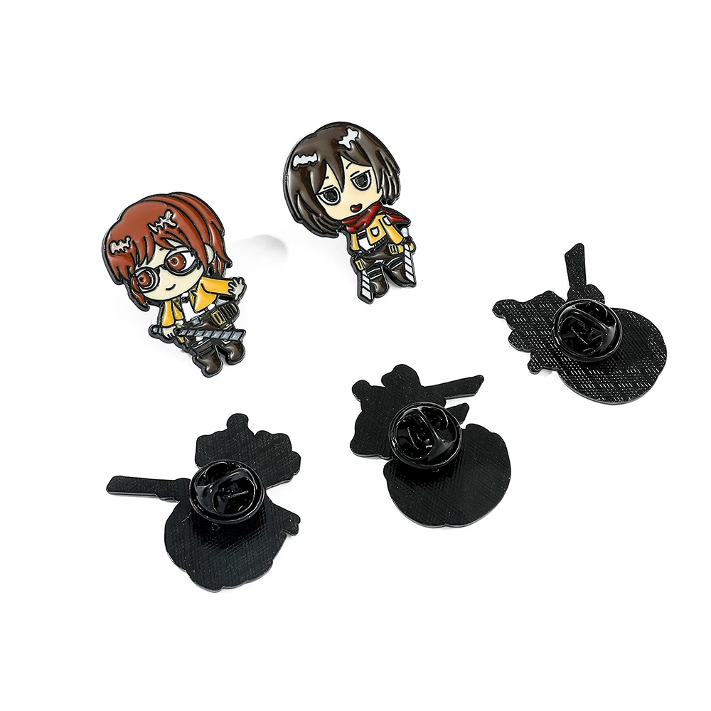 5 Pcs Anime Q Character Series Brooch Cute Allen Sanli Large Pin Metal Paint Badge Backpack Hat Accessories