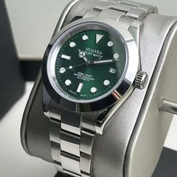 Men's polished case 39mm Green dial Men's ST1612 Automatic Mechanical Men's Watch sapphire glass stainless steel strap A100