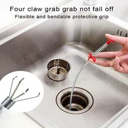 Bathroom Floor Drain Sewer Dredge Device Hair Catcher Kitchen Sink Pipeline Cleaning Hook Claw Spring Grip Cleaner Tool