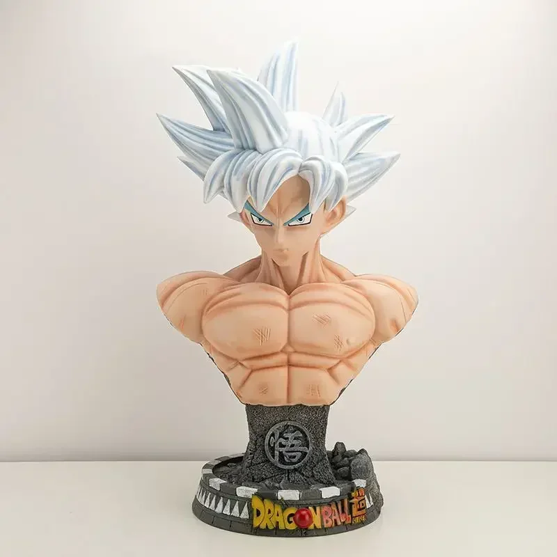 45Cm Grote Drakenbal Z Figuur Zoon Goku Buste Actie Beeldje Zwart Wit Haar Model Collectie Hars Standbeeld Pop Speelgoed Ornament