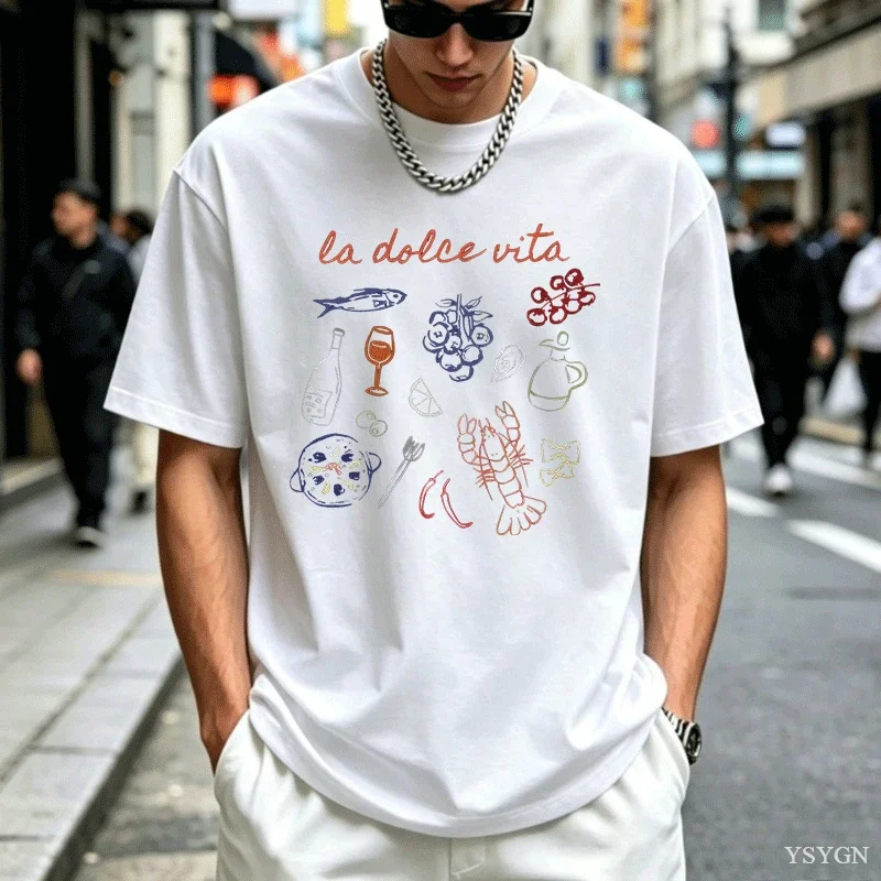 La Dolce Vita T-Shirt Men Women Italian Summer Tees Casual Short Sleeve Amalfi Coast T-shirt Italy Vacation Cotton Tops