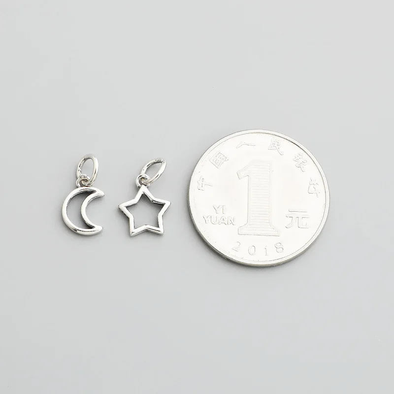 1 قطعة 925 فضة جميلة ستار/القمر الدائري Charms قلادة أقراط خواتم الفضة والمجوهرات المعلقات DIY S925 اكسسوارات الهدايا