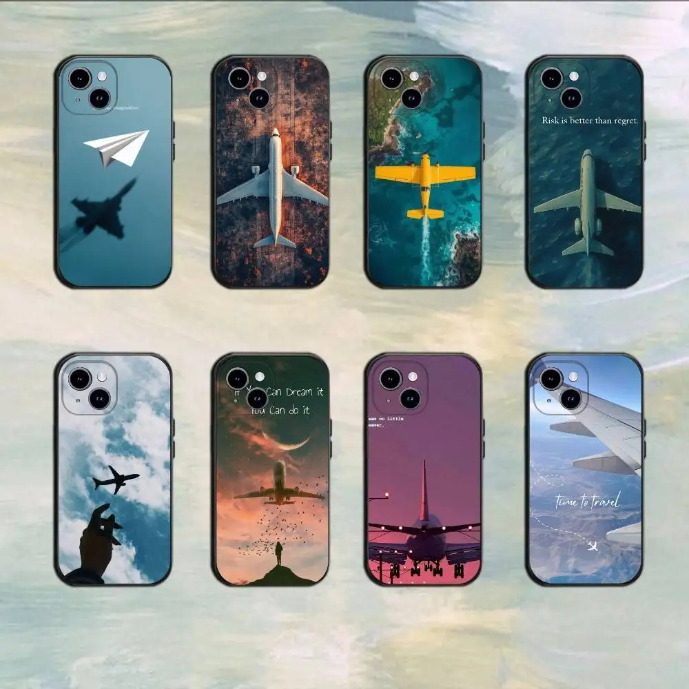 

Peak Aircraft Phone Case For 17 16 15 14 13 12 11 Mini XS XR X 6S 6 Pro Max Plus Black Soft Cover