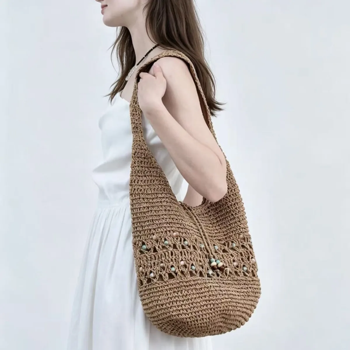 

Casual Design Straw Weave Bags Trend Luxury Women Shoulder Bag Fashion Female Beach Handbags Large Capacity Travel Tote Bag Sac