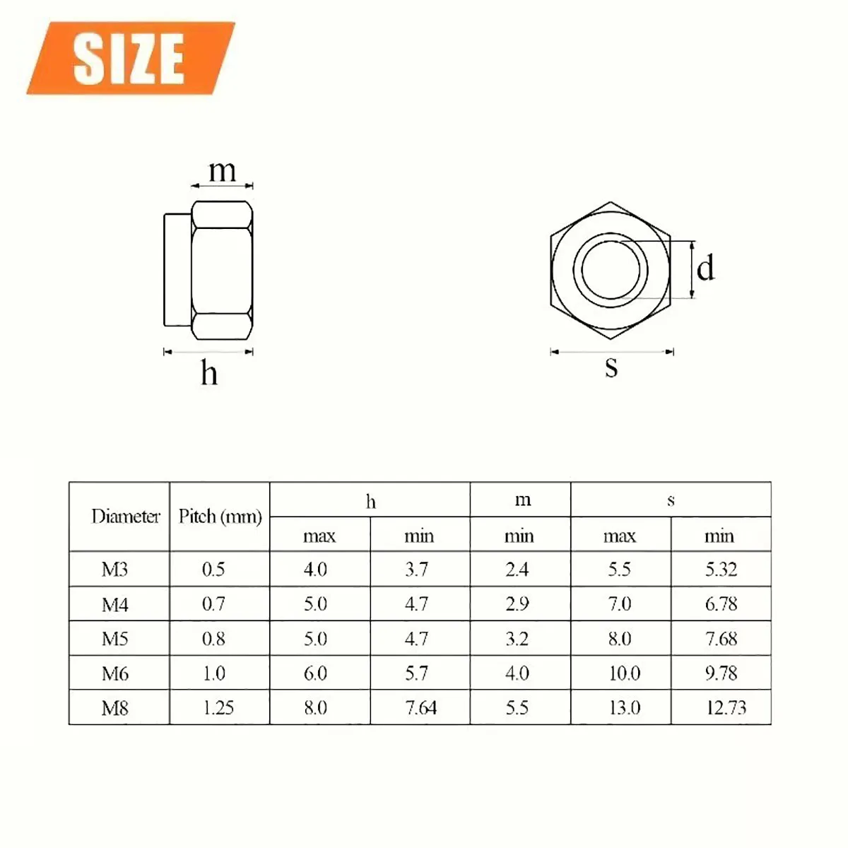 230/460Pc Stainless Steel Lock Nut Set Nylon Inserts Hex Metric Nuts M3 M4 M5 M6 M8 Hexagon Self-locking Nylock Nut Locknuts DIY