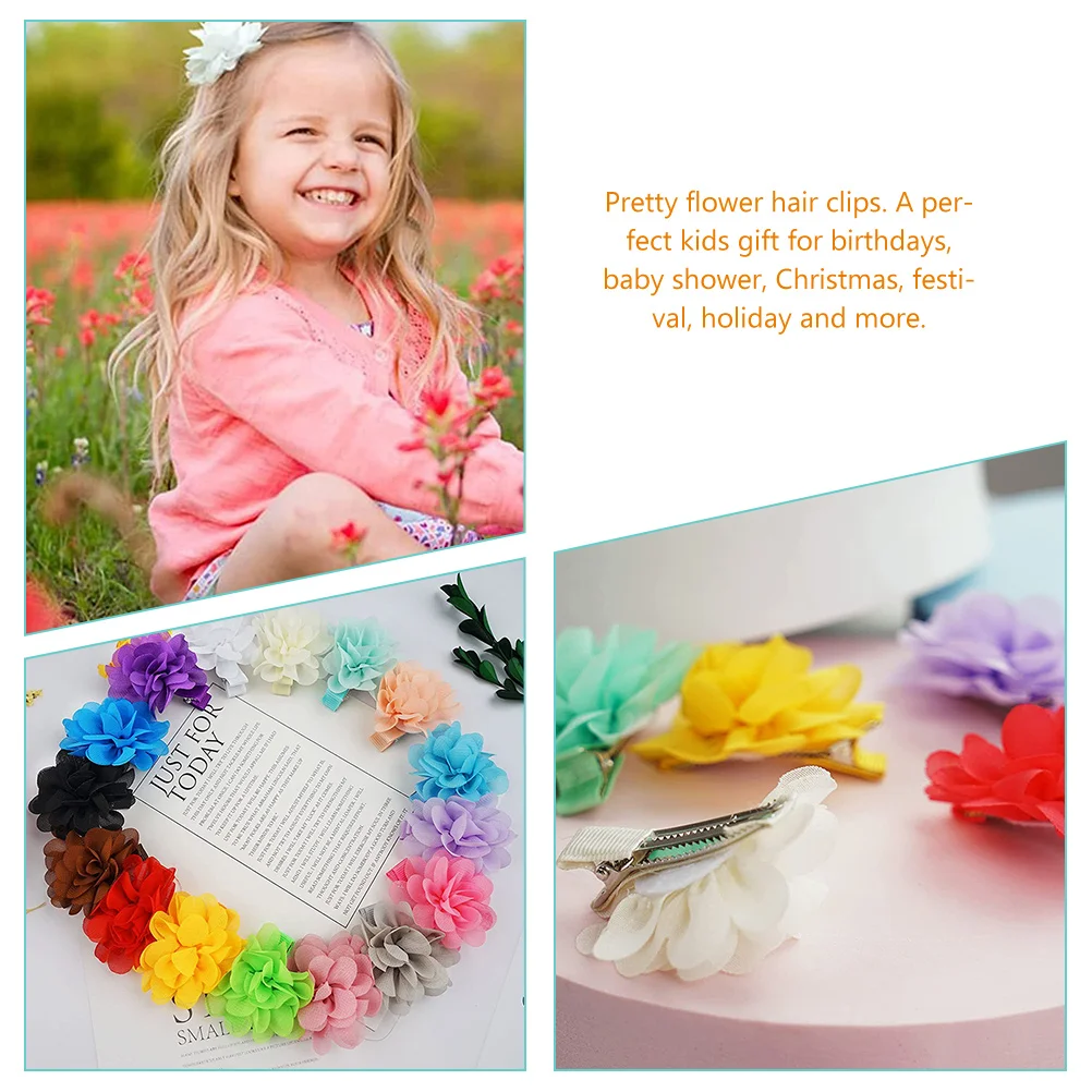 

20 Pcs Flower Hairpin Stand Out Accessories Baby Issue Card Convenient Clips Chiffon Little Girls Barrettes for Toddler