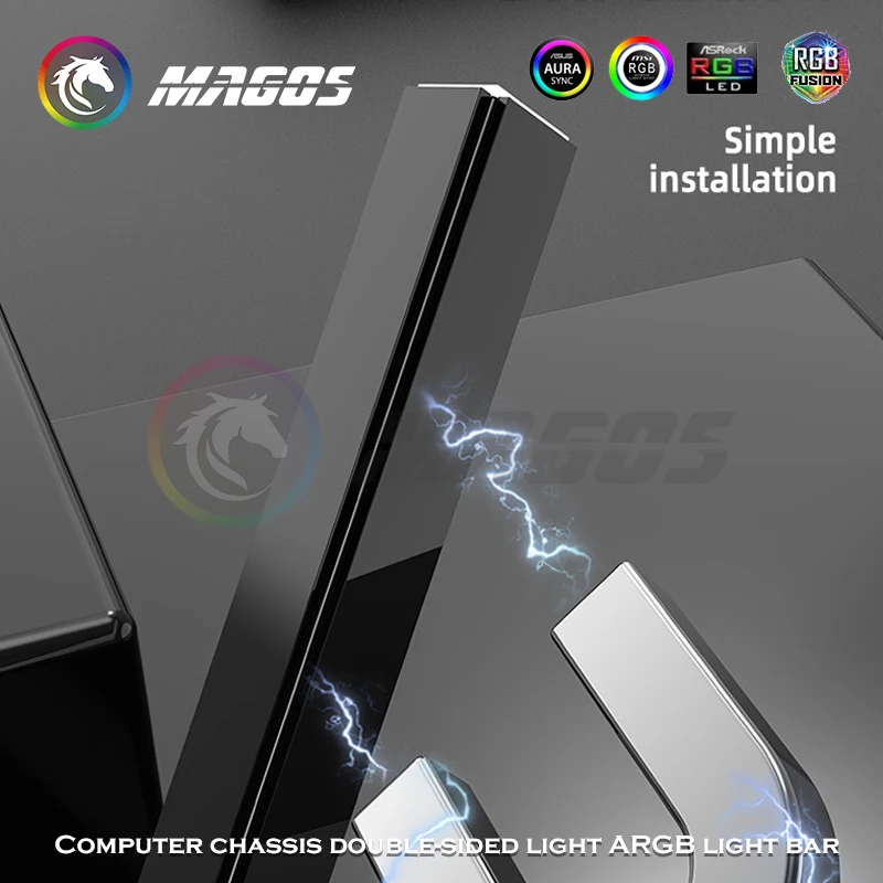Magnetyczna listwa oświetleniowa LED 5V ARGB/12V RGB 30/40CM Symphony Pollution Atmosphere M/B ASUS AURA SYNC do dekoracji obudowy komputera