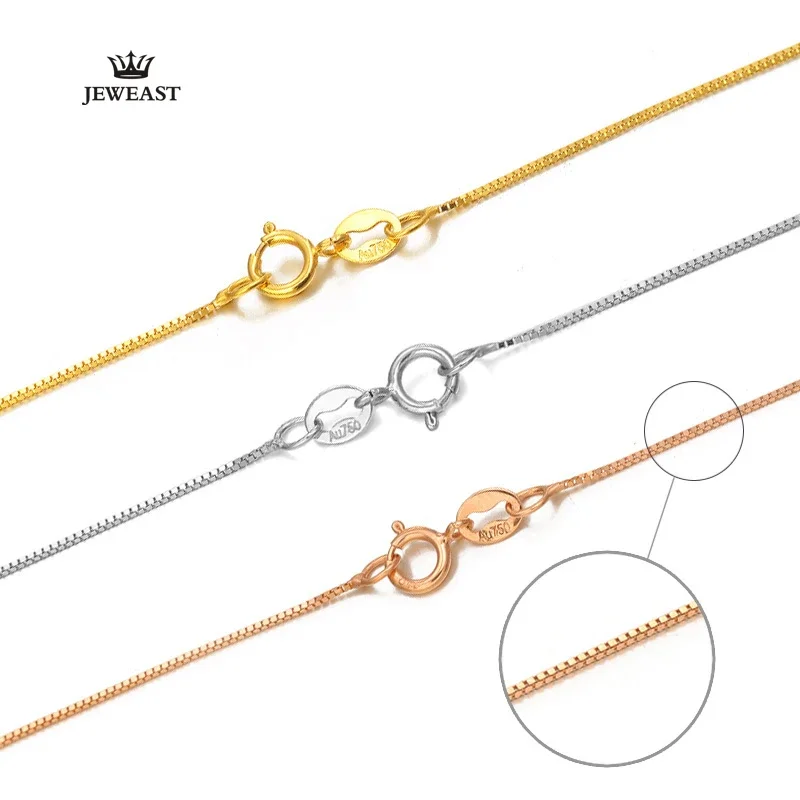 18k Pure Gold Necklace Rose White Yellow Women Fine Simple Slim Thin Chains Hot Sale Matched For Any Pendant trendy new 2025