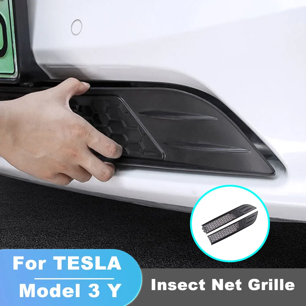 

For Tesla Model 3 Y Black Front Grille Insect Net Air Inlet Car Lower Bumper Hood Proof Mesh Grill Replacment ABS