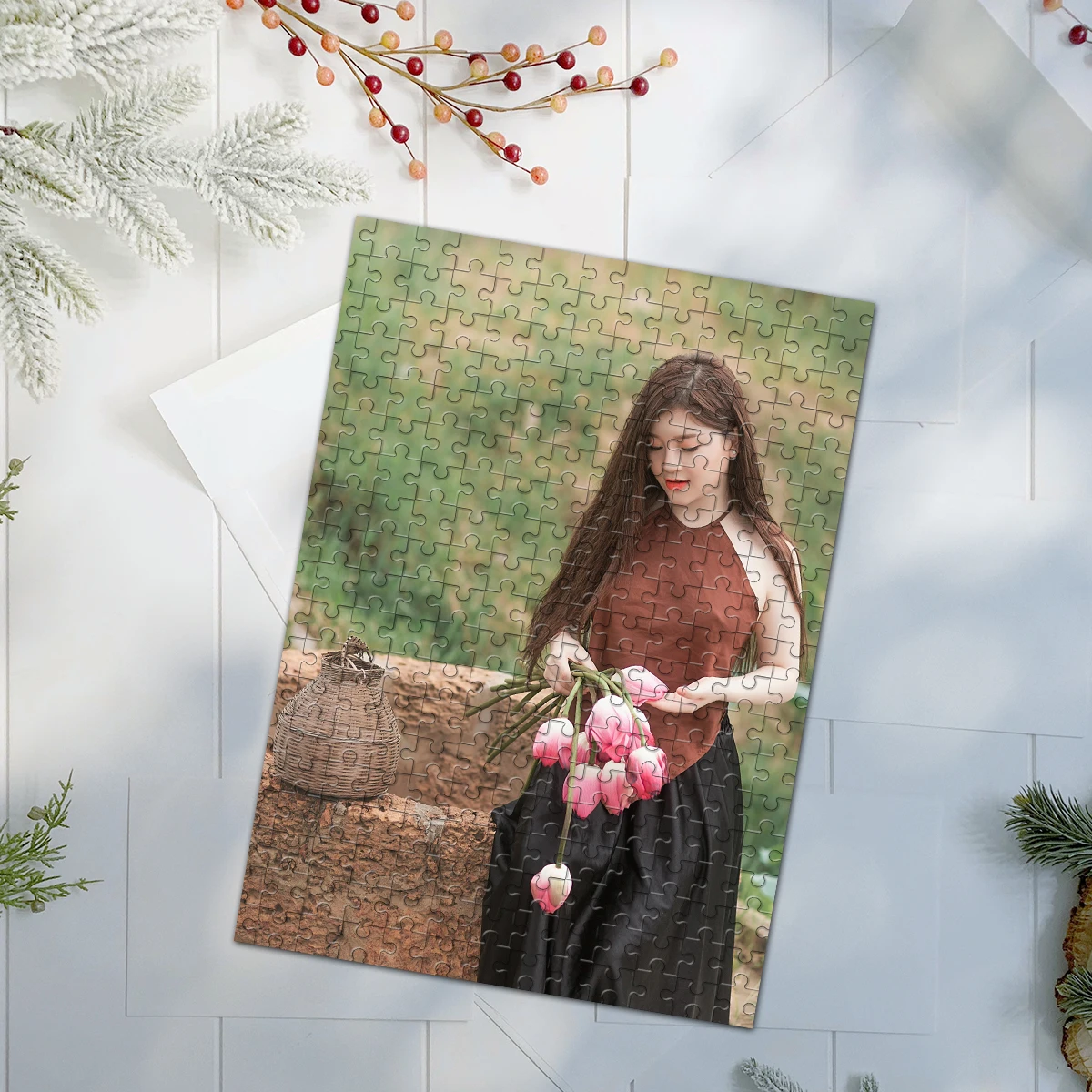 35/300/500/1043 Buah Puzzle Foto Kustom Yang Dipersonalisasi Dekorasi Hari Valentine Keluarga Gadis Ide Unik Yang Dipersonalisasi Kustom