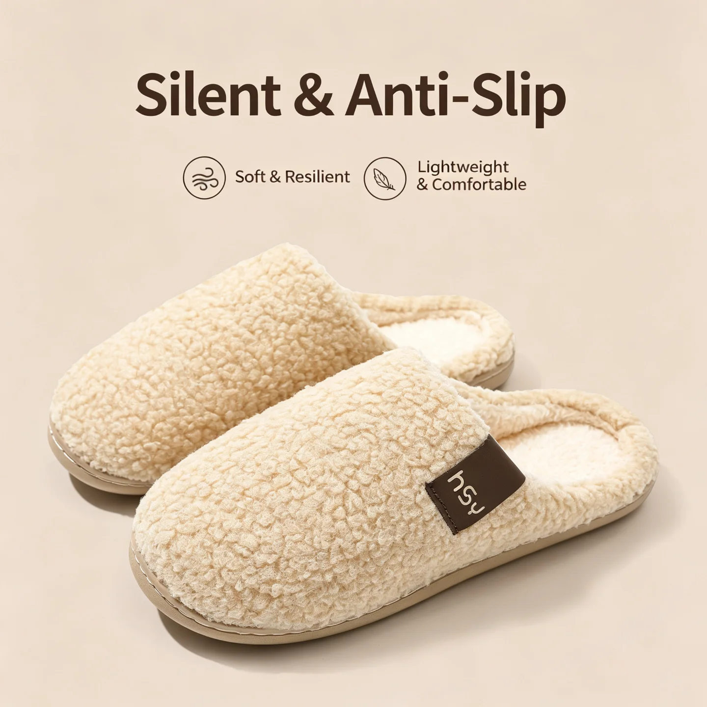 Winterwarme Plüsch-Hausschuhe für Damen und Herren, weiche, dicke Sohle, rutschfest, geräuschlos, für den Innenbereich, Baumwollschuhe, lässige Paar-Schuhe. – Detail 15