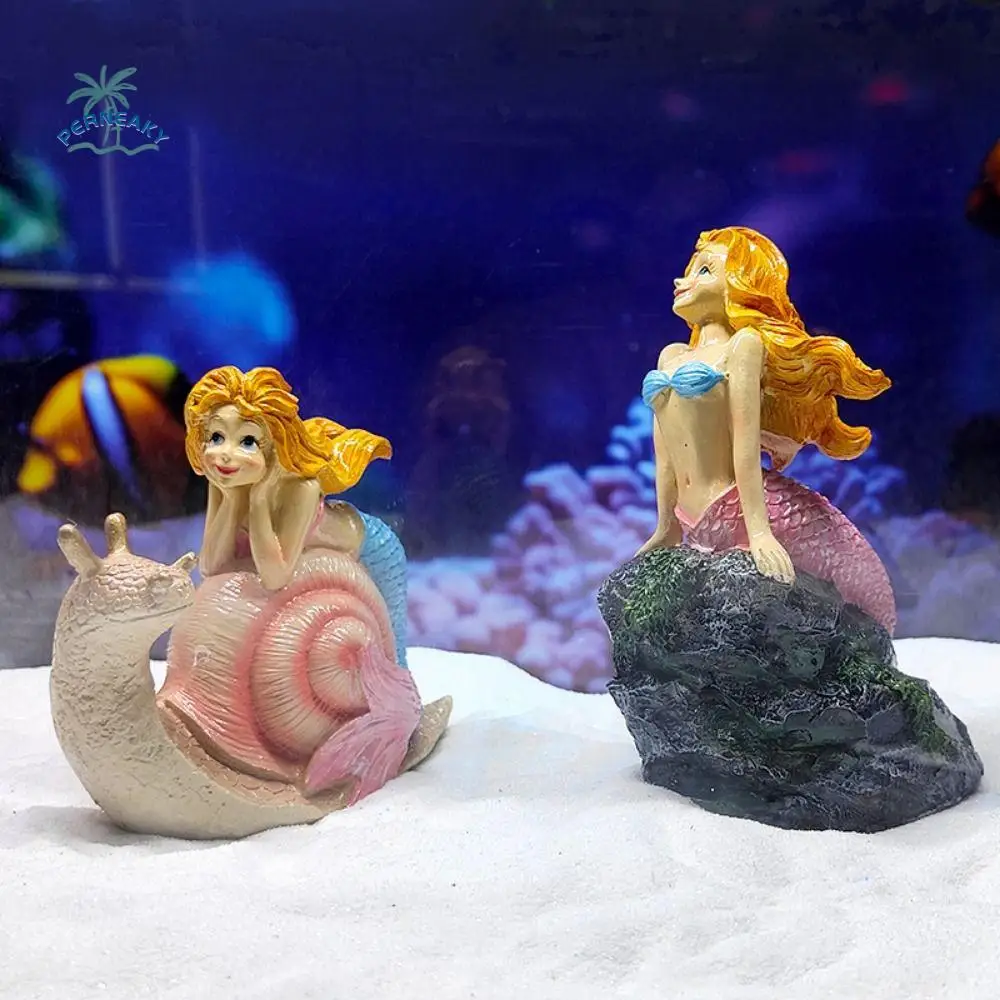 

Ocean Series Mermaid Landscape Resin Cartoon Mermaid Statue Ornament Simulation Fish Tank Mermaid Ornament Aquarium