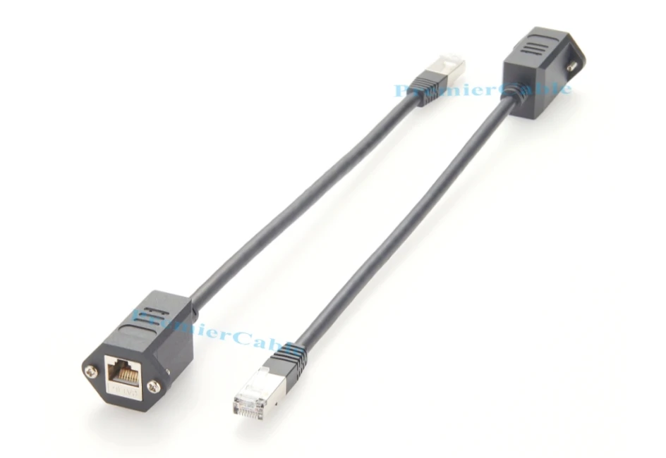 Schraubmontage-RJ45-Verlängerungskabel (Stecker auf Buchse), 10 Gbit/s, Cat6A, geschirmtes Ethernet-Durchführungs-LAN-Netzwerk-Kurz-Patchkabel – Detail 5