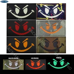 IR Evil Smiley Patch Reflective Smiley Embroidered Fabric Patch Magic Patch Backpack Badge Embroidered Patches for Clothing