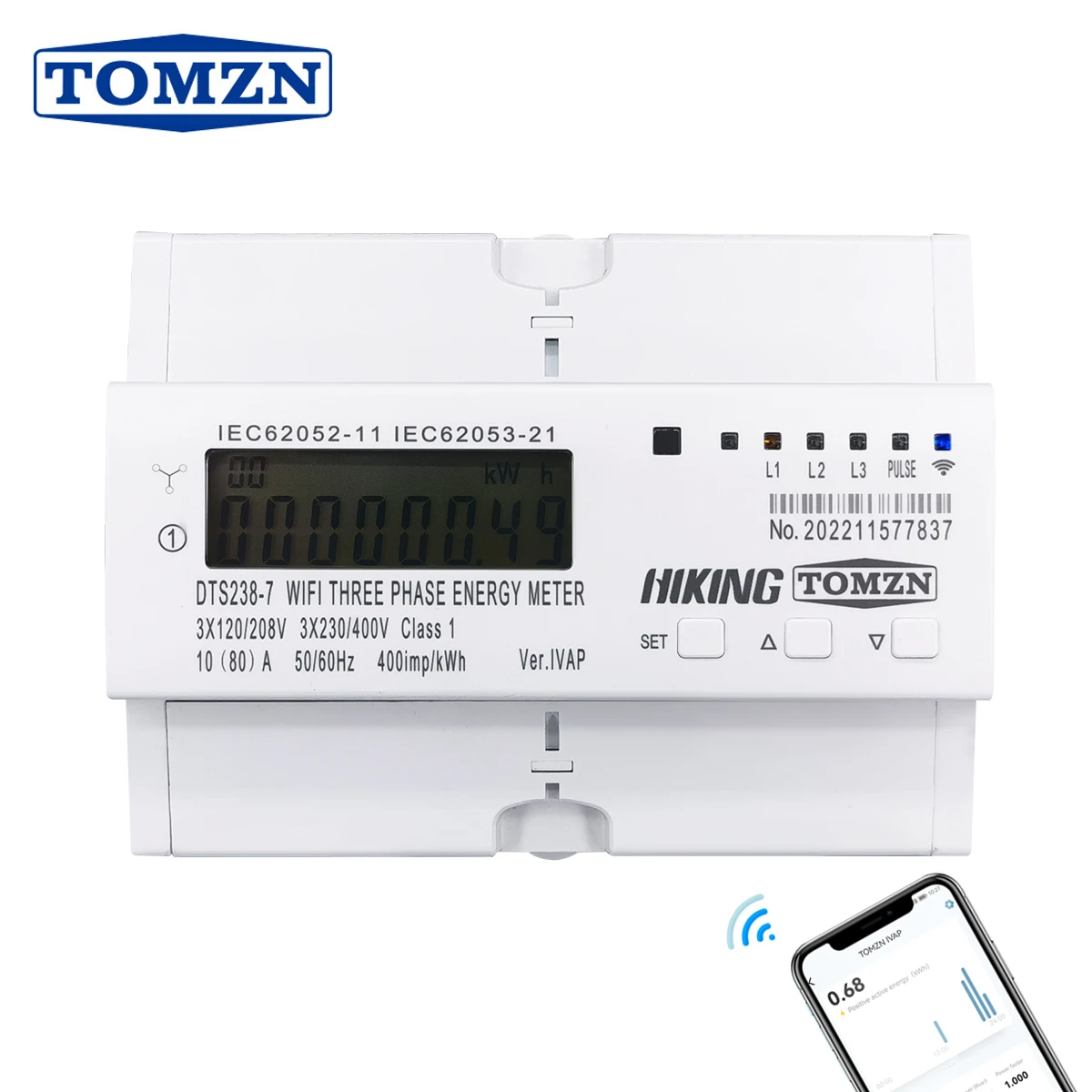 

3 phase 80A TOMZN Tuya WIFI Smart Bidirectional Energy Meter timer Power Consumption Monitor kWh switch Wattmeter 3*120V 3*220V