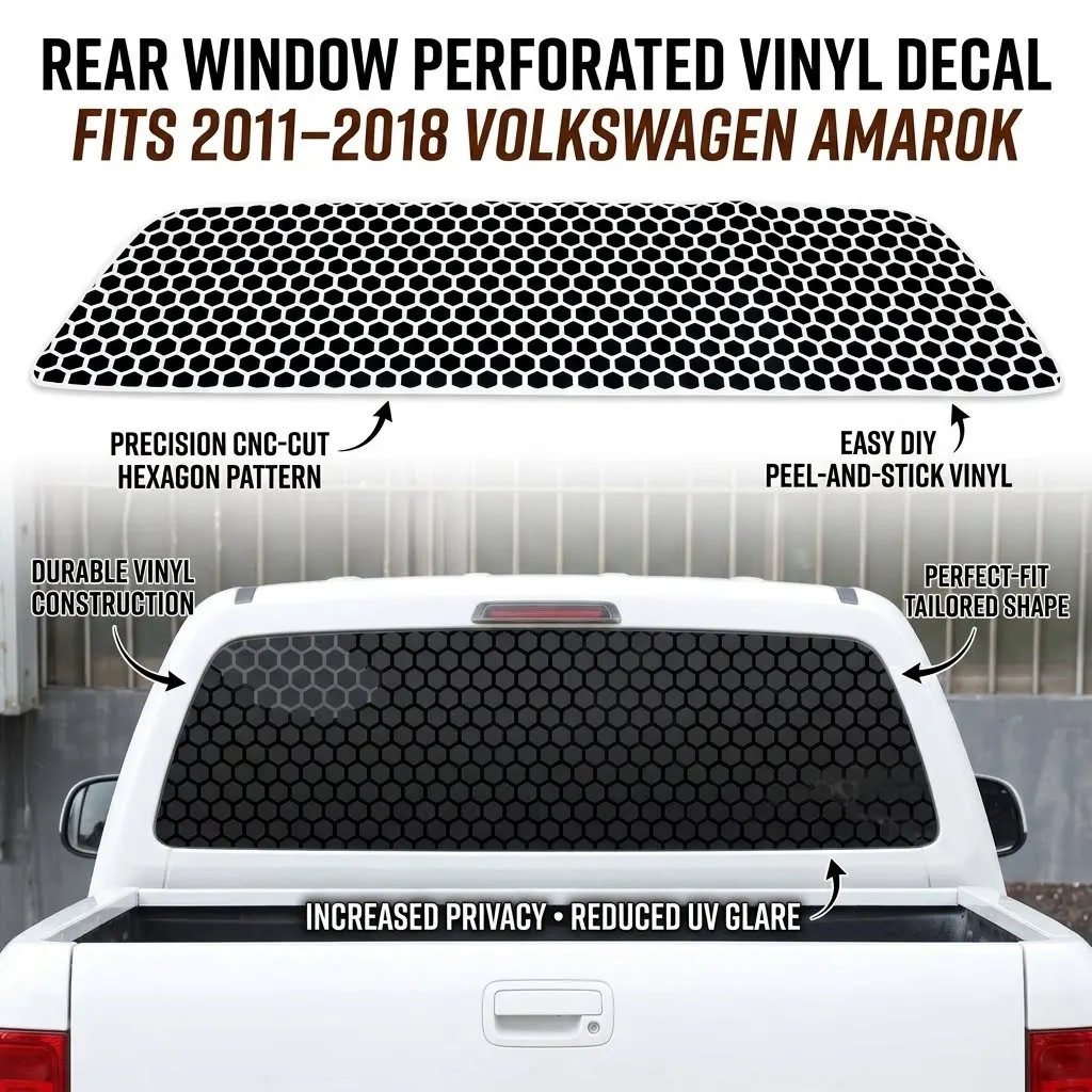 Honeycomb Car Tail Window Decal Truck Back Window Vinyl Sticker For Volkswagen Amarok 2011-2018 Rear Windshield Graphic Decal
