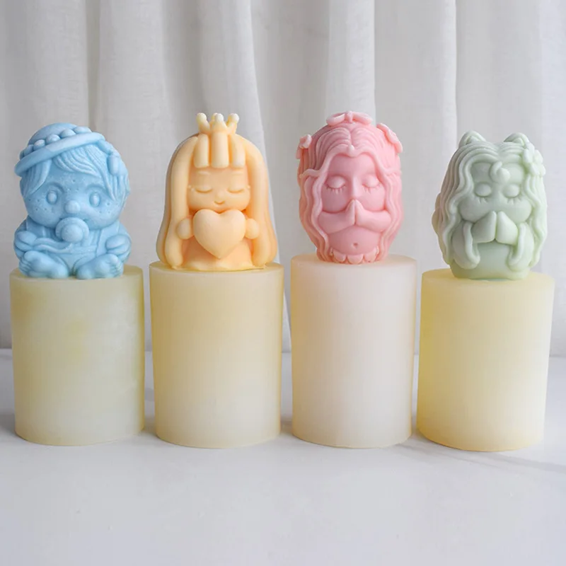 Moldes de silicona de dibujos animados 3D para niña, bricolaje, gelatina de Fondant para niño, decoración de pastel de Chocolate, herramientas para hornear, molde de resina de yeso y arcilla