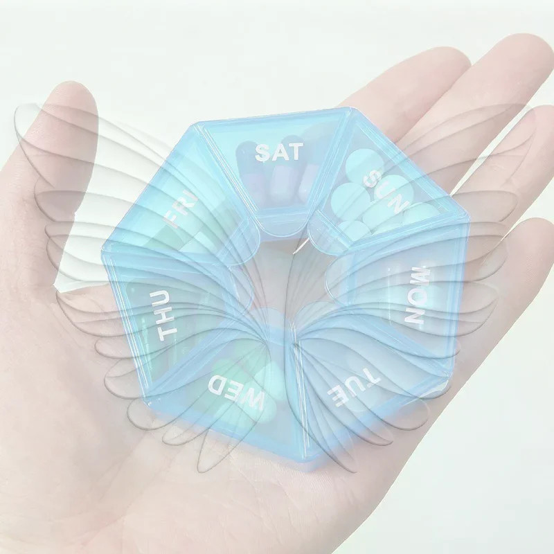 7 Day Weekly Pill Box Portable Travel Medicine Dispenser Moisture Proof Small Pill Case for Daily Carry Outdoor Use