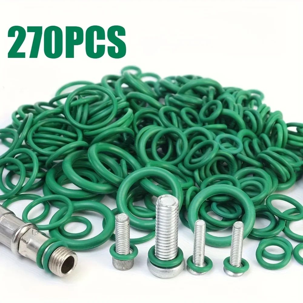 270-Piece Green Rubber O-Ring Kit, Universal Washers, Piping, and Industrial Applications, O-Ring Kit, Hydraulic Components