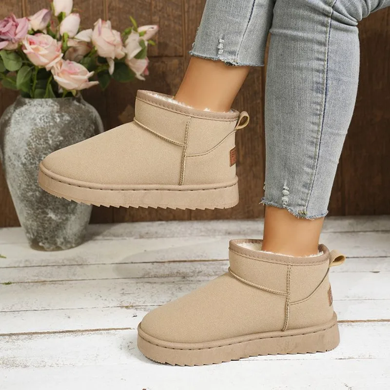 

Thick Plush Platform Snow Boots Women NEW Winter Keep Warm Fur Cotton Shoes Woman Faux Suede Slip-On Ankle Botas Padded Shoes